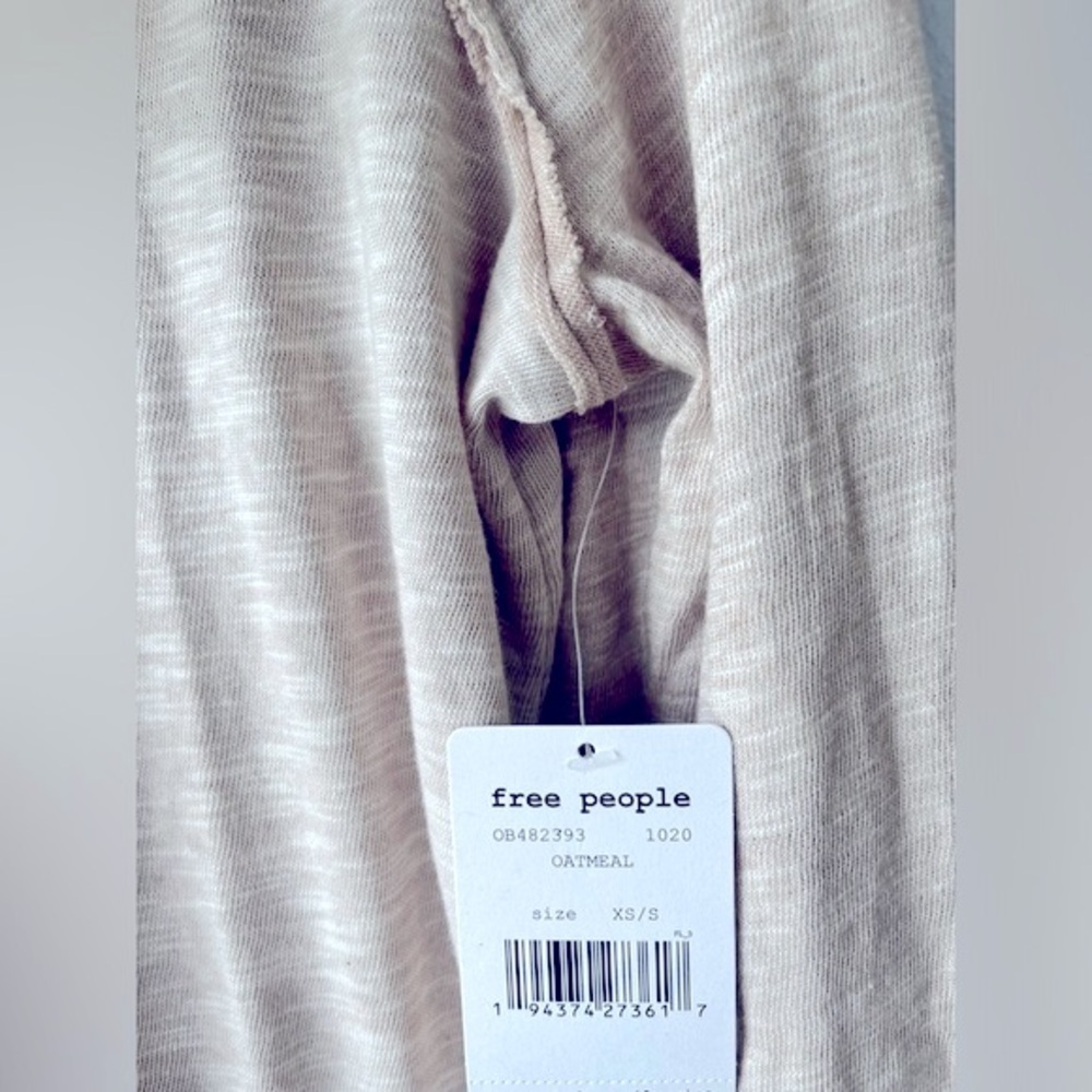 Free People Beach size XS/S Oversized Tan Cocoon cowlneck pullover long sleeve - Picture 11 of 13